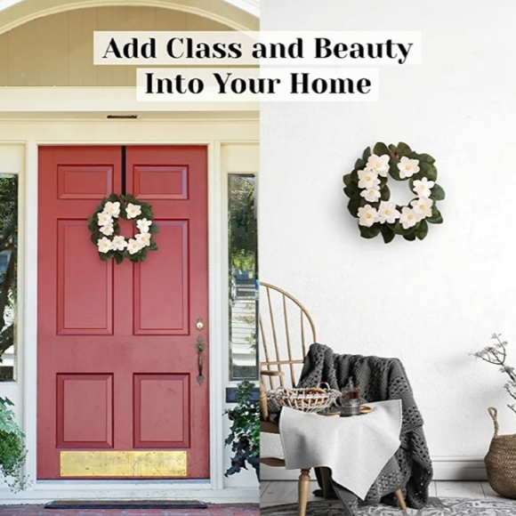 New Magnolia Wreath with Wreath Hanger - Picture 4 of 15